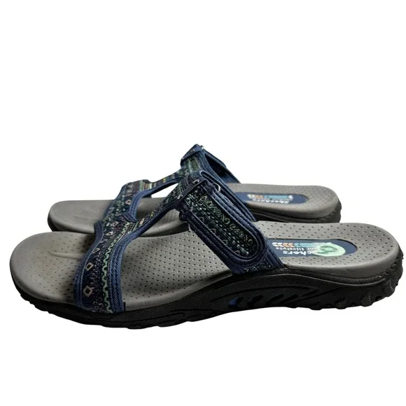 Skechers Slides Reggae Outdoor Lifestyle Womens 8 Navy Blue Slip On Sandals - Picture 3 of 9